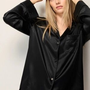 NWT Khy Silk black pajama shirt Size small